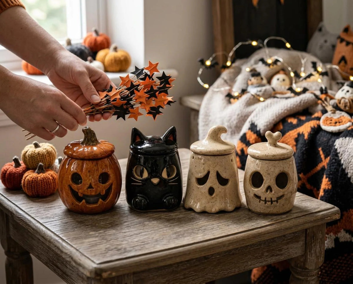 Ceramic Monster Lantern – Handmade Tealight Candle Holder, Halloween Spooky Collection (9 Styles)