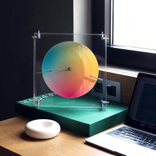 Chromatic Gradient Wall Clock – Minimalist Acrylic Kinetic Art with Silent Movement