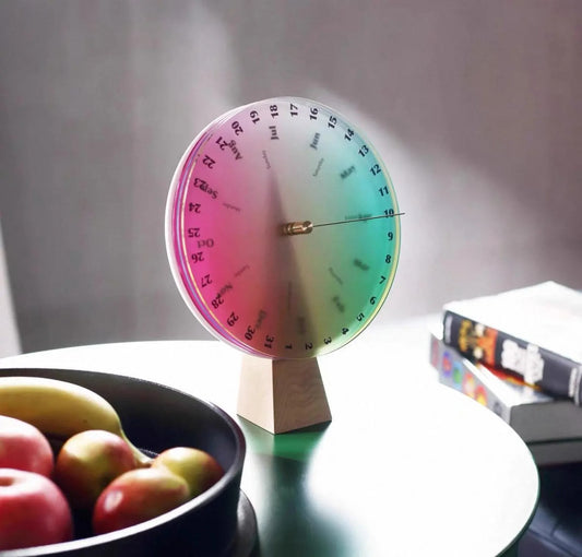 Chromatic Perpetual Calendar – Interactive Color Desk Decor with Solid Wood Base