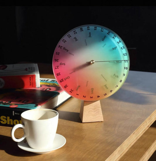 Chromatic Perpetual Calendar – Interactive Color Desk Decor with Solid Wood Base